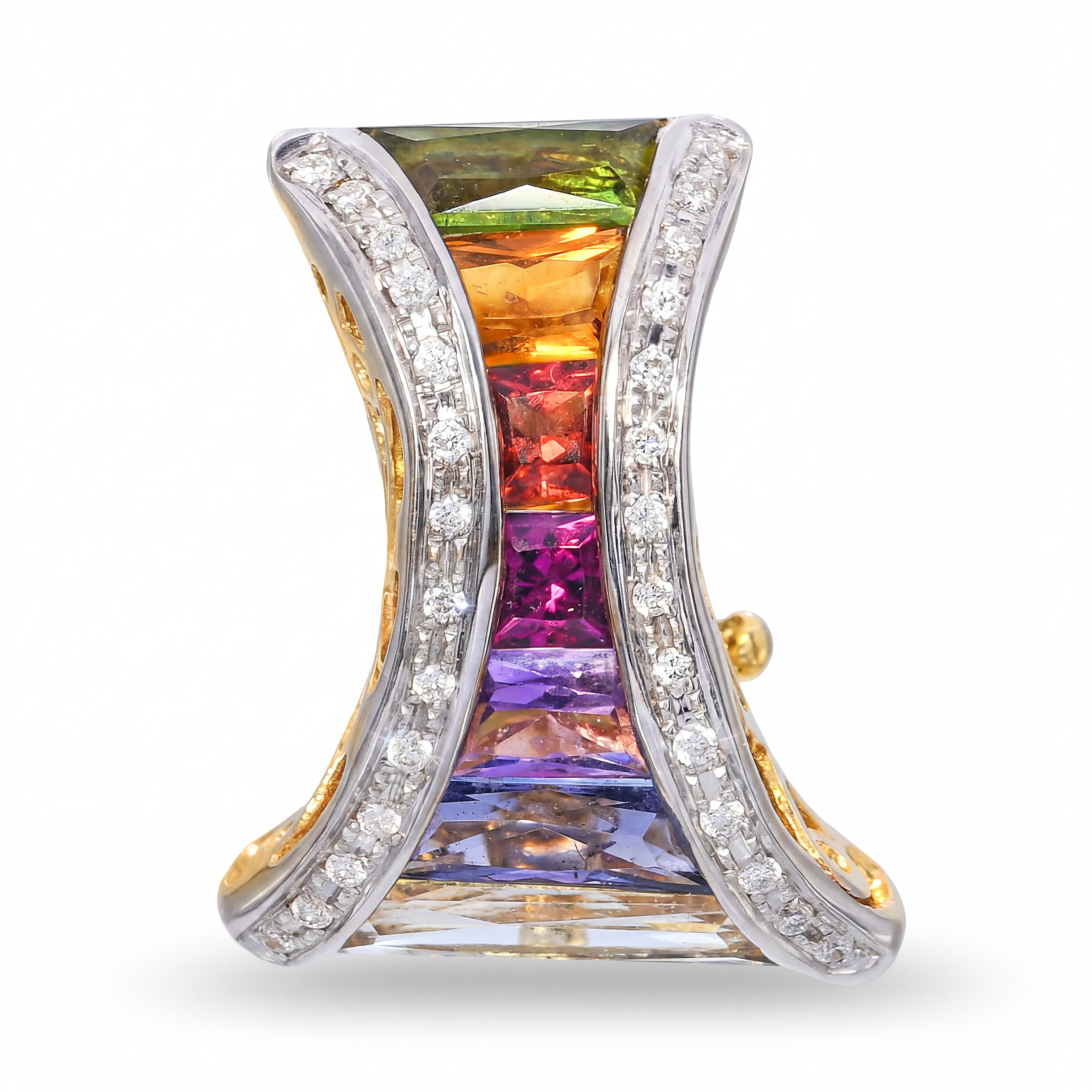 Bellarri 18k Yellow Gold Multicolor Gem and Diamond Pendant