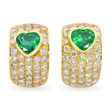 Vintage 18k Yellow Gold 3.15tcw Emerald and Diamond Earrings
