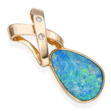 14k Yellow Gold Boulder Opal and Diamond Pendant