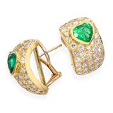 Vintage 18k Yellow Gold 3.15tcw Emerald and Diamond Earrings