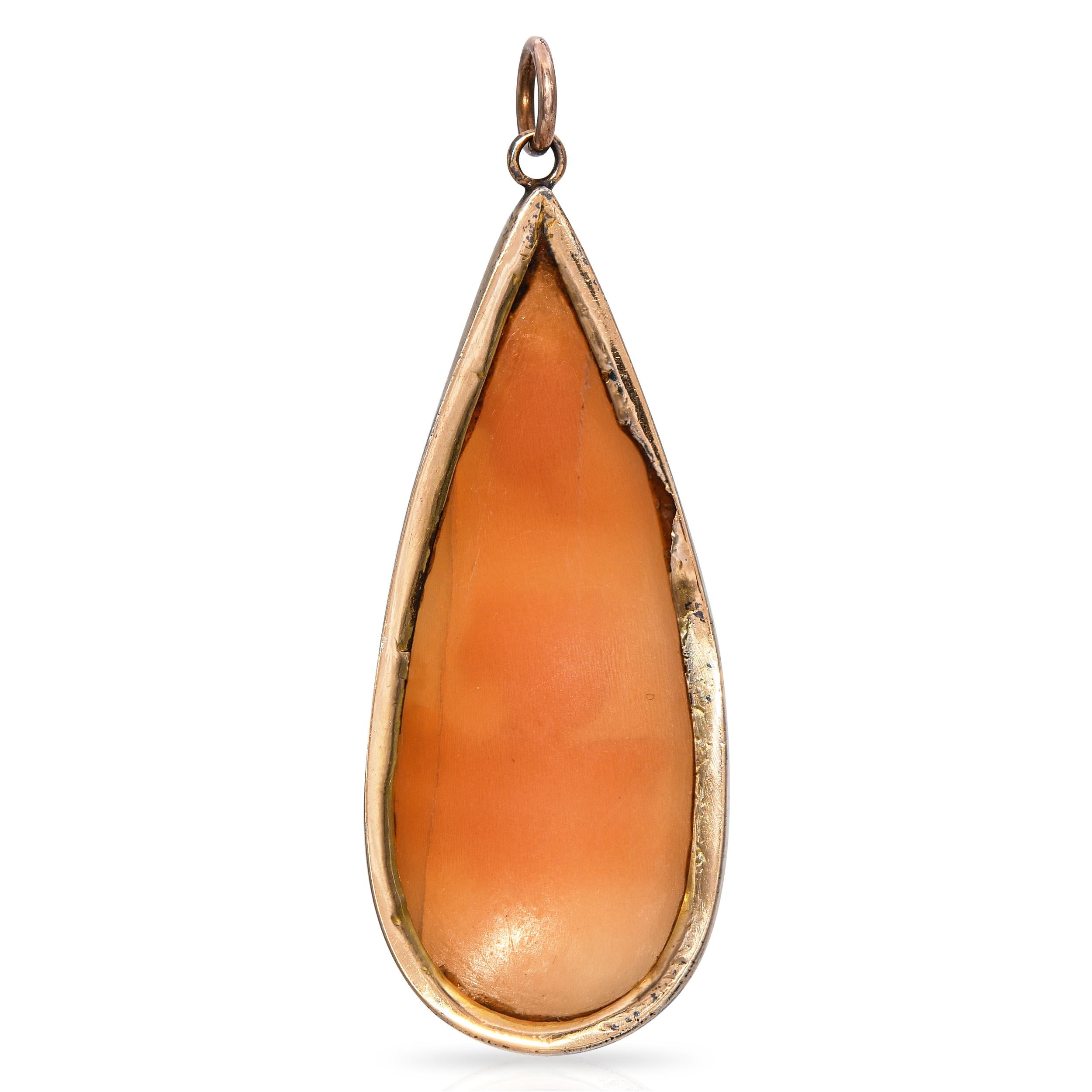 Antique 14K Yellow Gold Psyche with Flowers & Cup Wedding Cameo Pendant