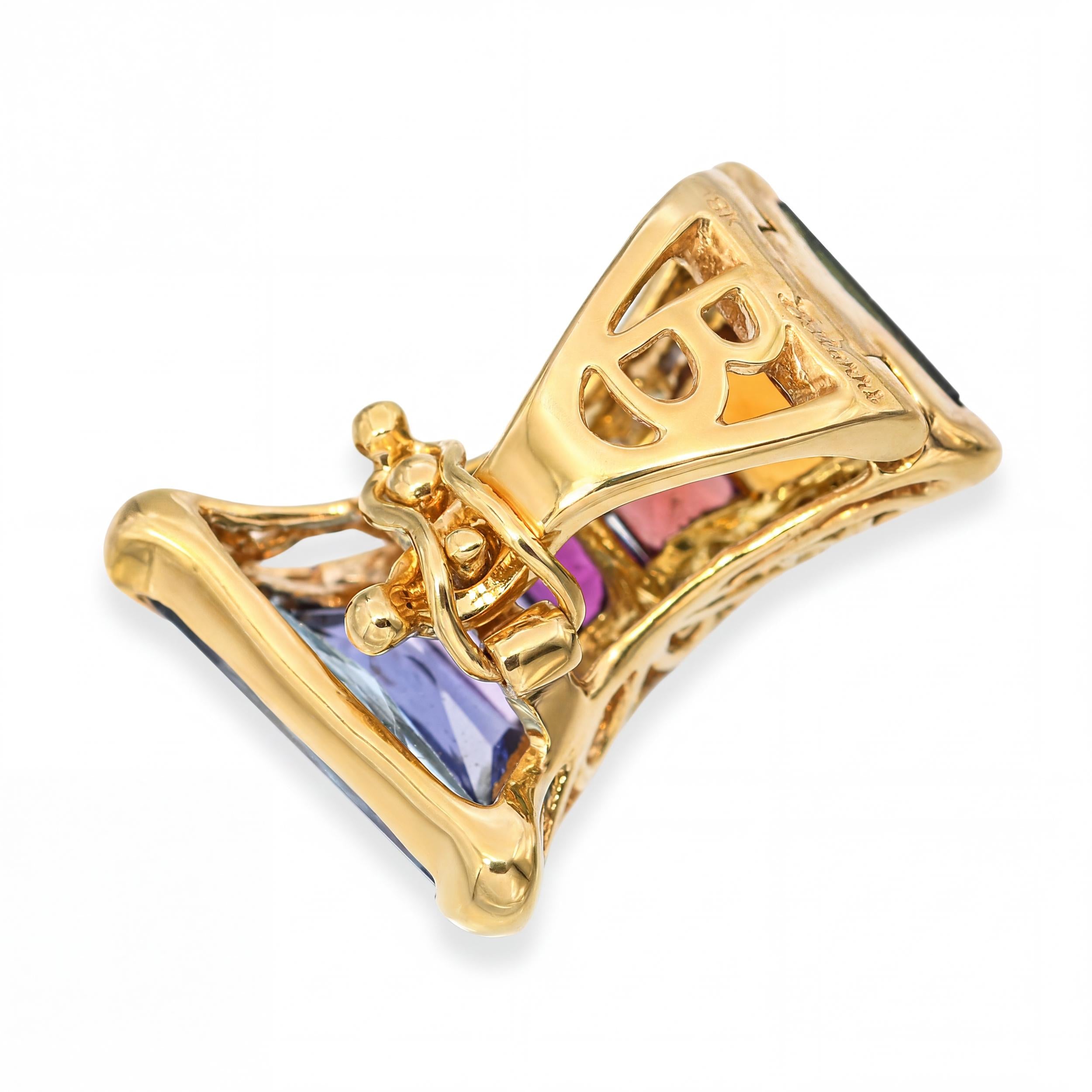 Bellarri 18k Yellow Gold Multicolor Gem and Diamond Pendant