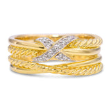 David Yurman 18K Yellow Gold Diamond X Crossover Ring