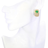 Vintage 18k Yellow Gold 3.15tcw Emerald and Diamond Earrings