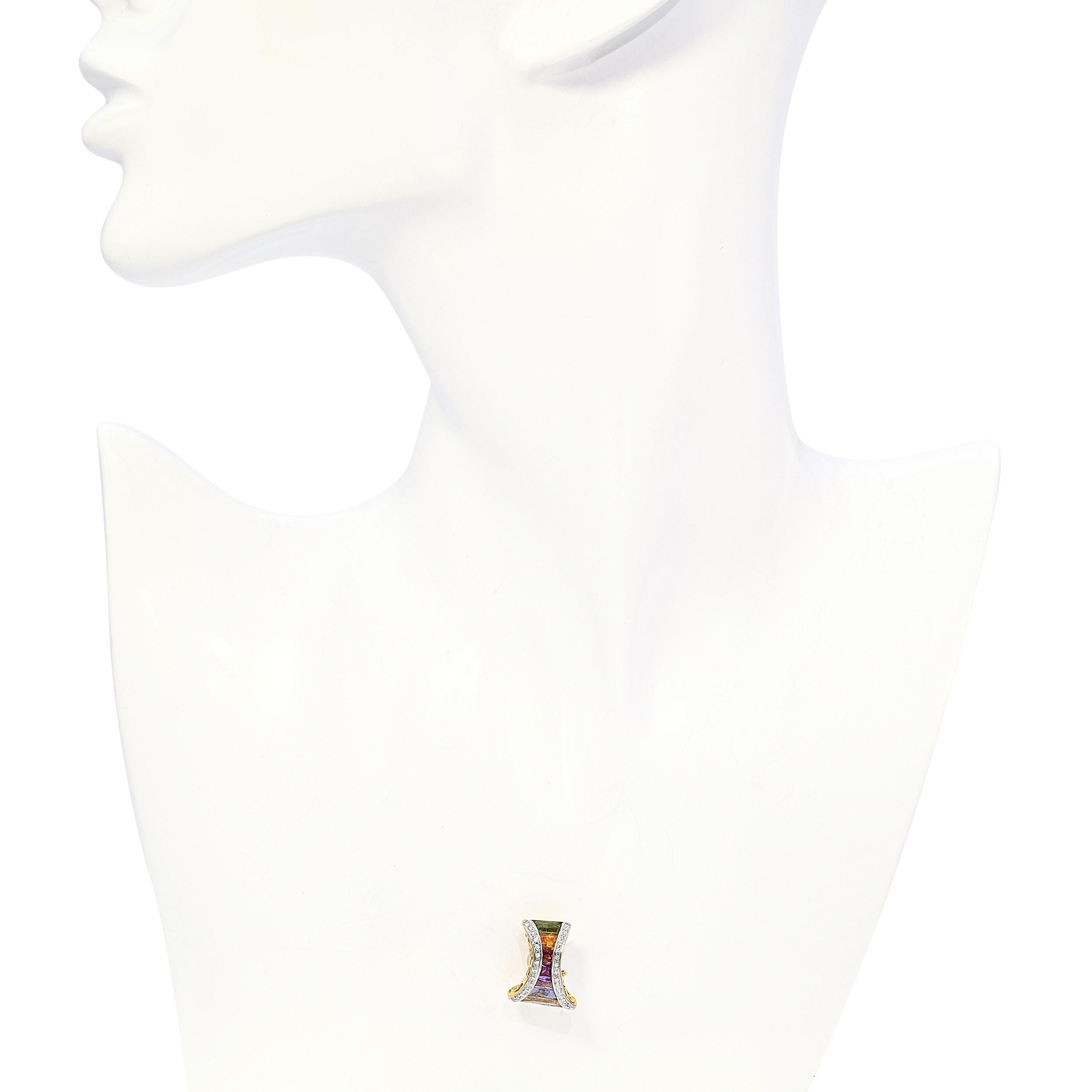 Bellarri 18k Yellow Gold Multicolor Gem and Diamond Pendant
