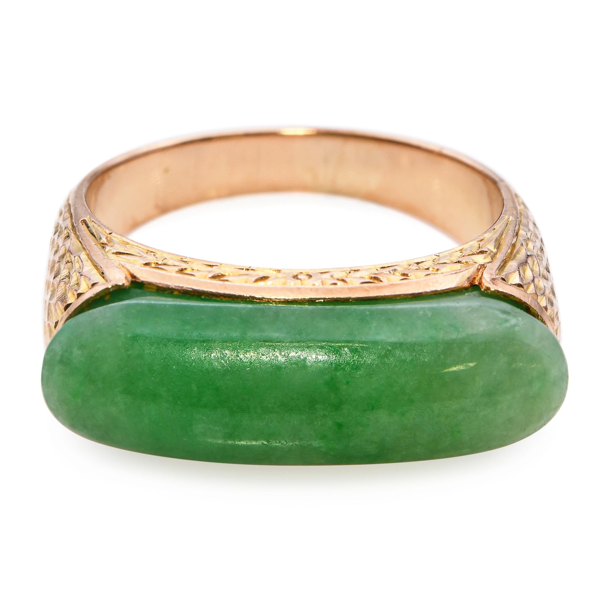 Vintage 18k Yellow Gold Jade Ring – Blue Ribbon Rarities