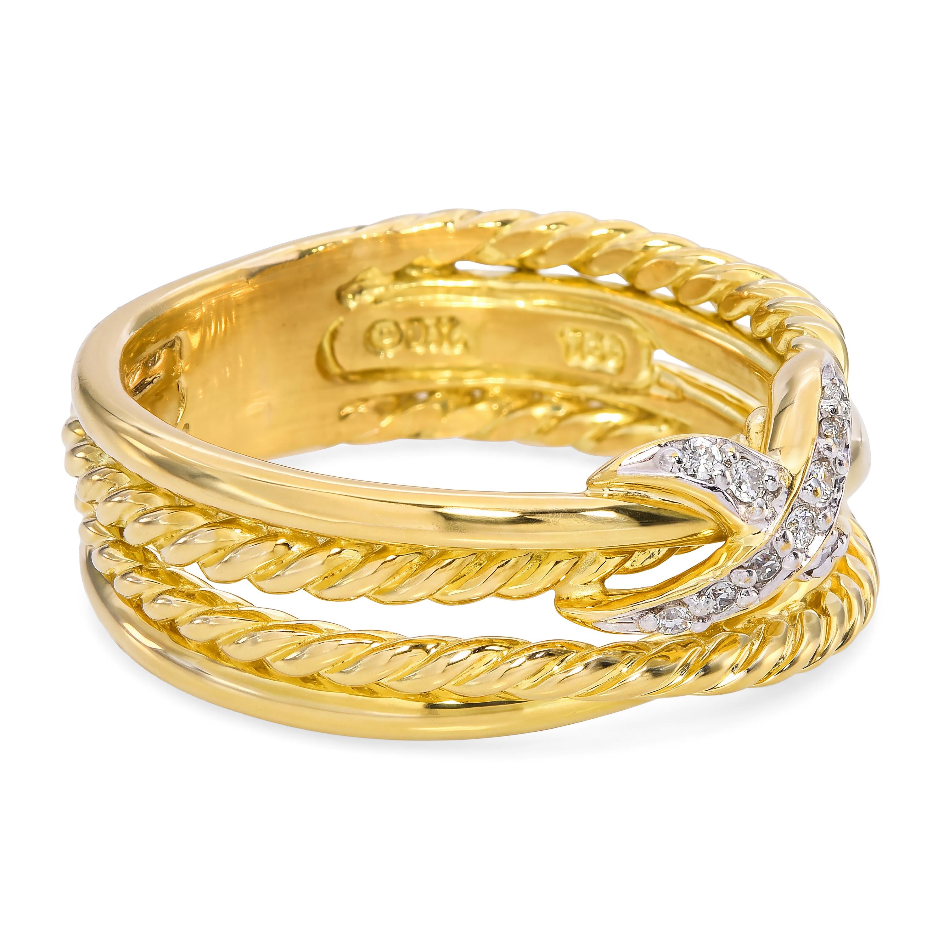 David Yurman 18K Yellow Gold Diamond X Crossover Ring