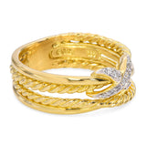 David Yurman 18K Yellow Gold Diamond X Crossover Ring