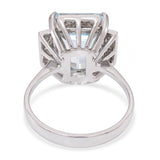 Vintage 18k White Gold Aquamarine and Diamond Cocktail Ring