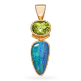 14k Yellow Gold 1.13ct Peridot and Boulder Opal Pendant