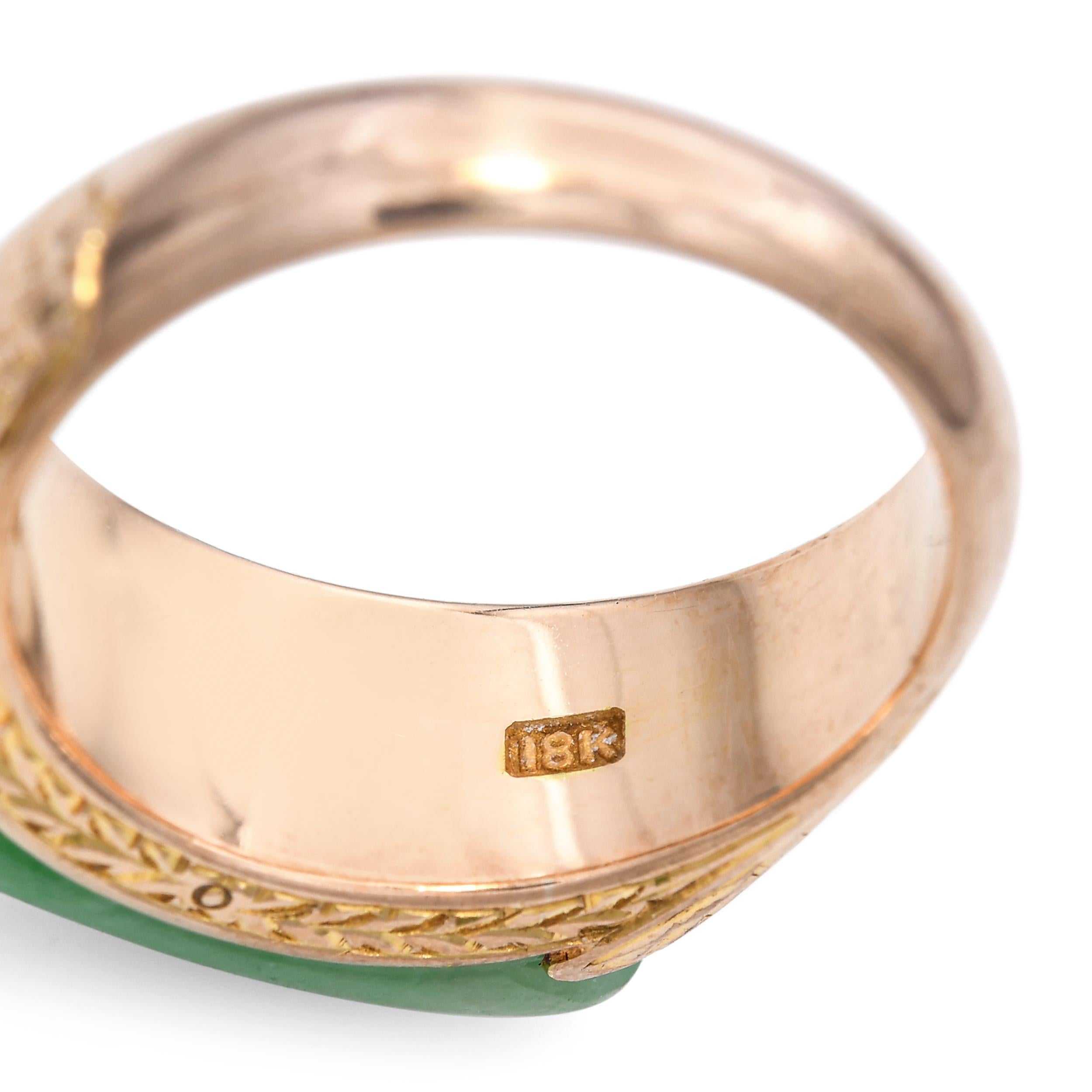 Vintage 18k Yellow Gold Jade Ring