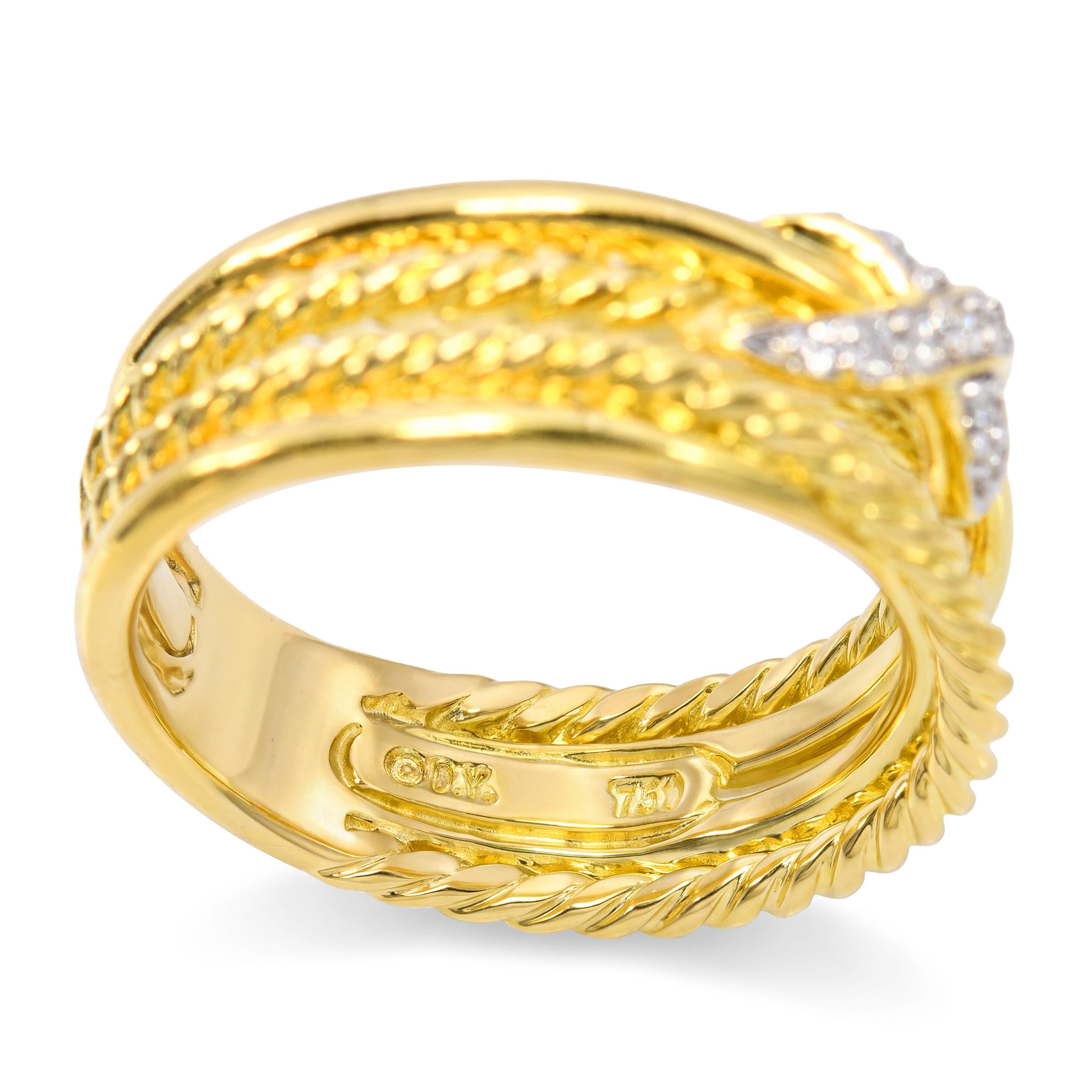 David Yurman 18K Yellow Gold Diamond X Crossover Ring