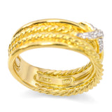 David Yurman 18K Yellow Gold Diamond X Crossover Ring