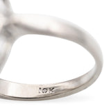 Vintage 10K White Gold Mother of Pearl "P" Monogram Enamel Ring