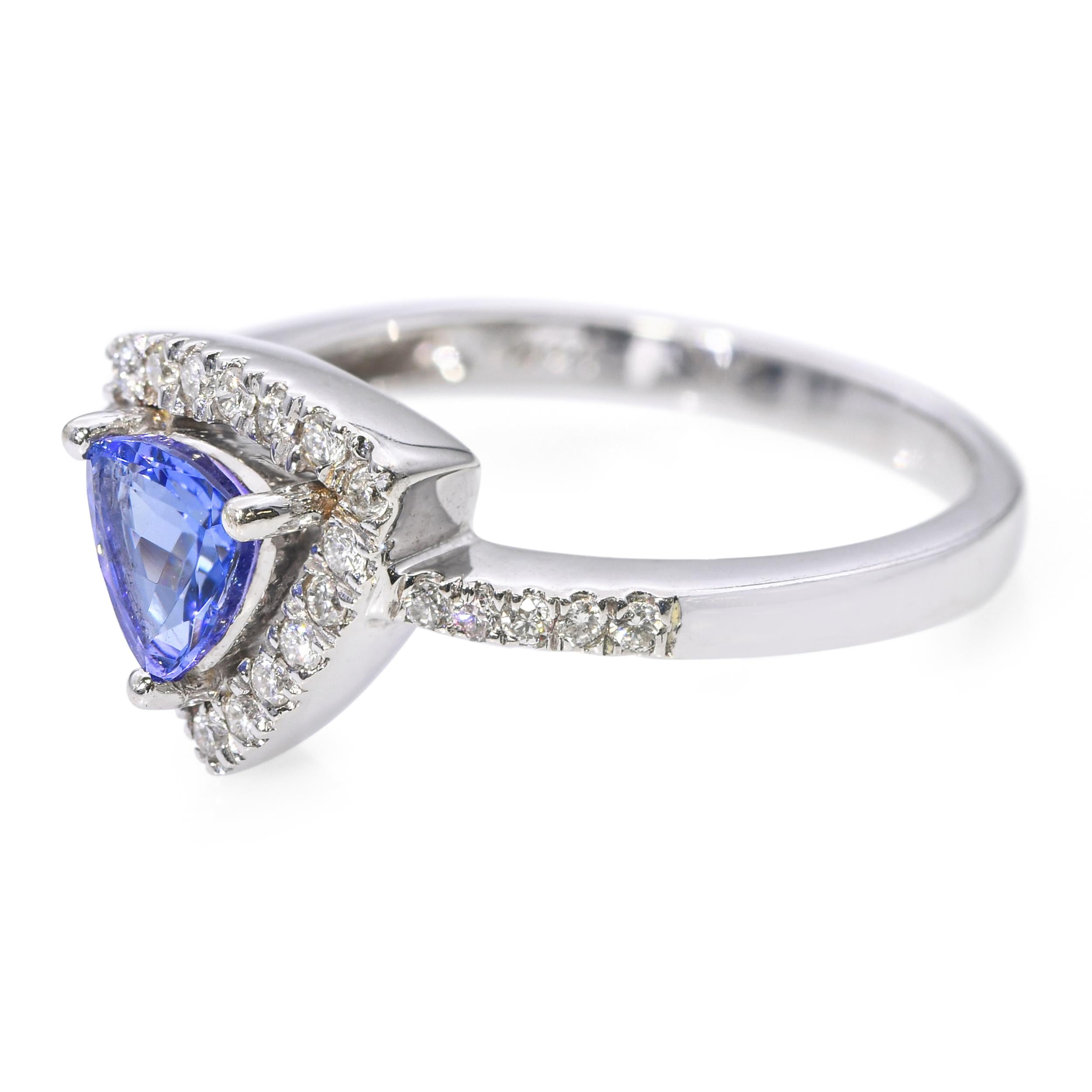 14k White Gold Tanzanite and Diamond Ring