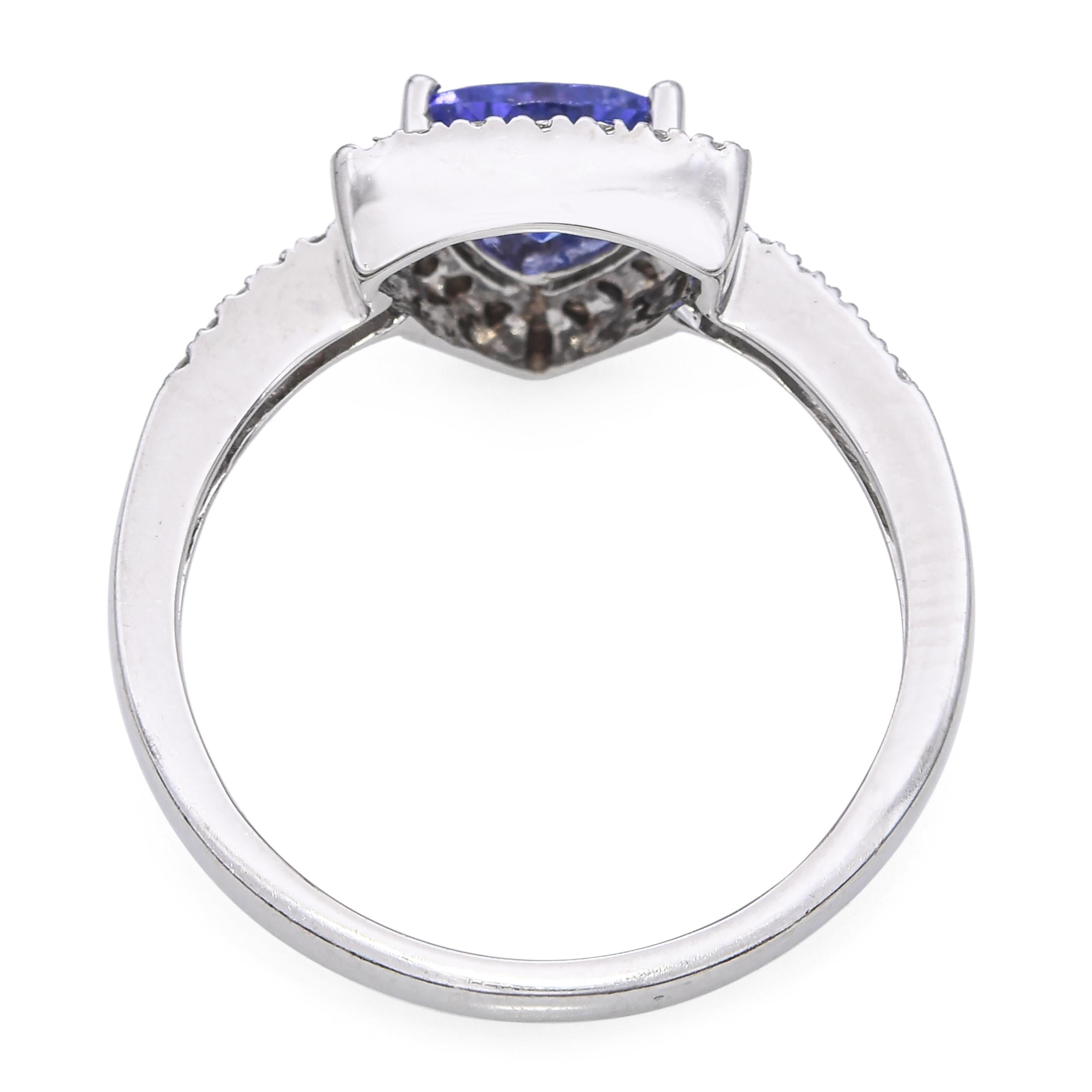 14k White Gold Tanzanite and Diamond Ring