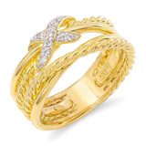 David Yurman 18K Yellow Gold Diamond X Crossover Ring