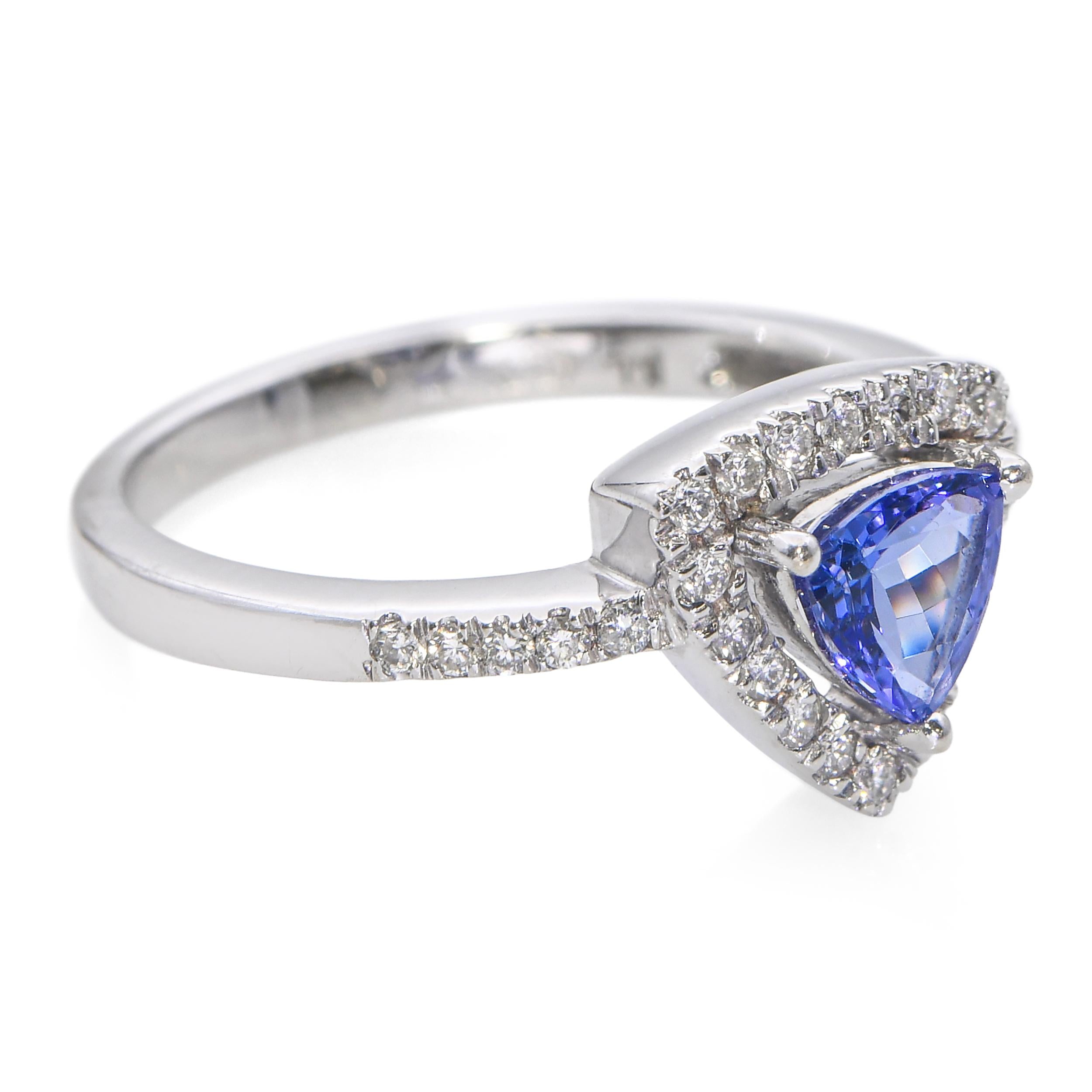 14k White Gold Tanzanite and Diamond Ring