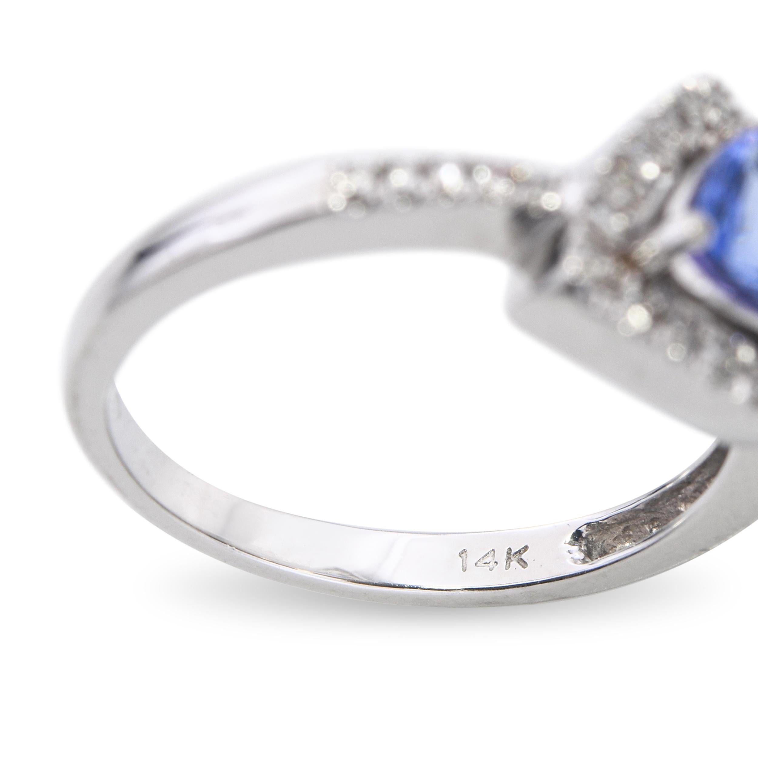 14k White Gold Tanzanite and Diamond Ring