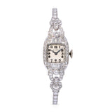 Art Deco Platinum Elgin 2.7tcw H Si1 Diamond Pave Ladies Dress Watch