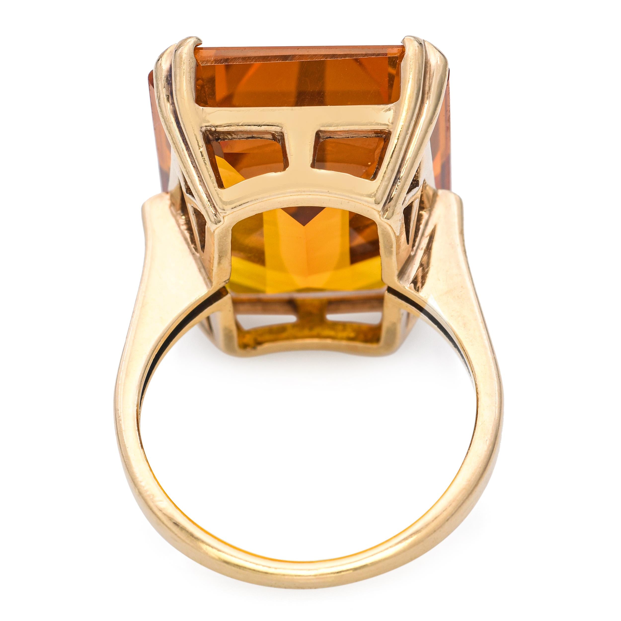 Vintage 10k Yellow Gold 28.30ct Lab Grown Orange Sapphire Ring