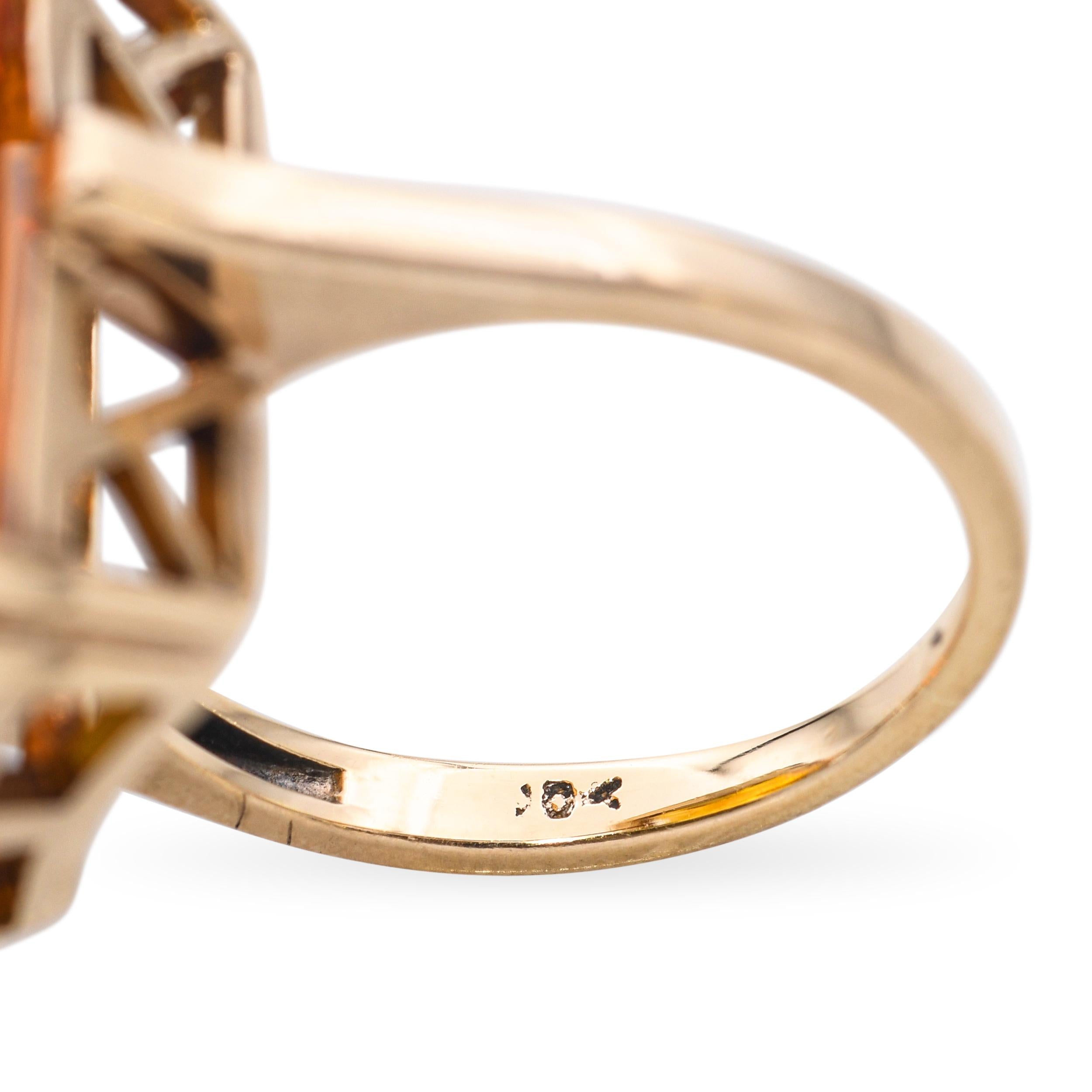 Vintage 10k Yellow Gold 28.30ct Lab Grown Orange Sapphire Ring