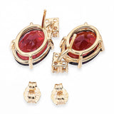 14k Yellow Gold 7.90ctw Garnet & Diamond Cluster Stud Earrings