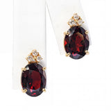 14k Yellow Gold 7.90ctw Garnet & Diamond Cluster Stud Earrings