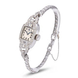 Art Deco Platinum Elgin 2.7tcw H Si1 Diamond Pave Ladies Dress Watch