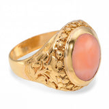 Vintage 23k Yellow Gold Coral Cabochon Ring