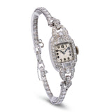 Art Deco Platinum Elgin 2.7tcw H Si1 Diamond Pave Ladies Dress Watch