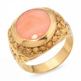 Vintage 23k Yellow Gold Coral Cabochon Ring