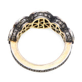 Vintage  Sterling Silver and Yellow Gold Polki Diamond Graduating Band Ring