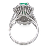 Vintage Precious Metal Alloy Emerald and Diamond Statement Ring