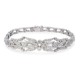 Vintage 18K White Gold 3.96tcw Diamond Filigree Bracelet