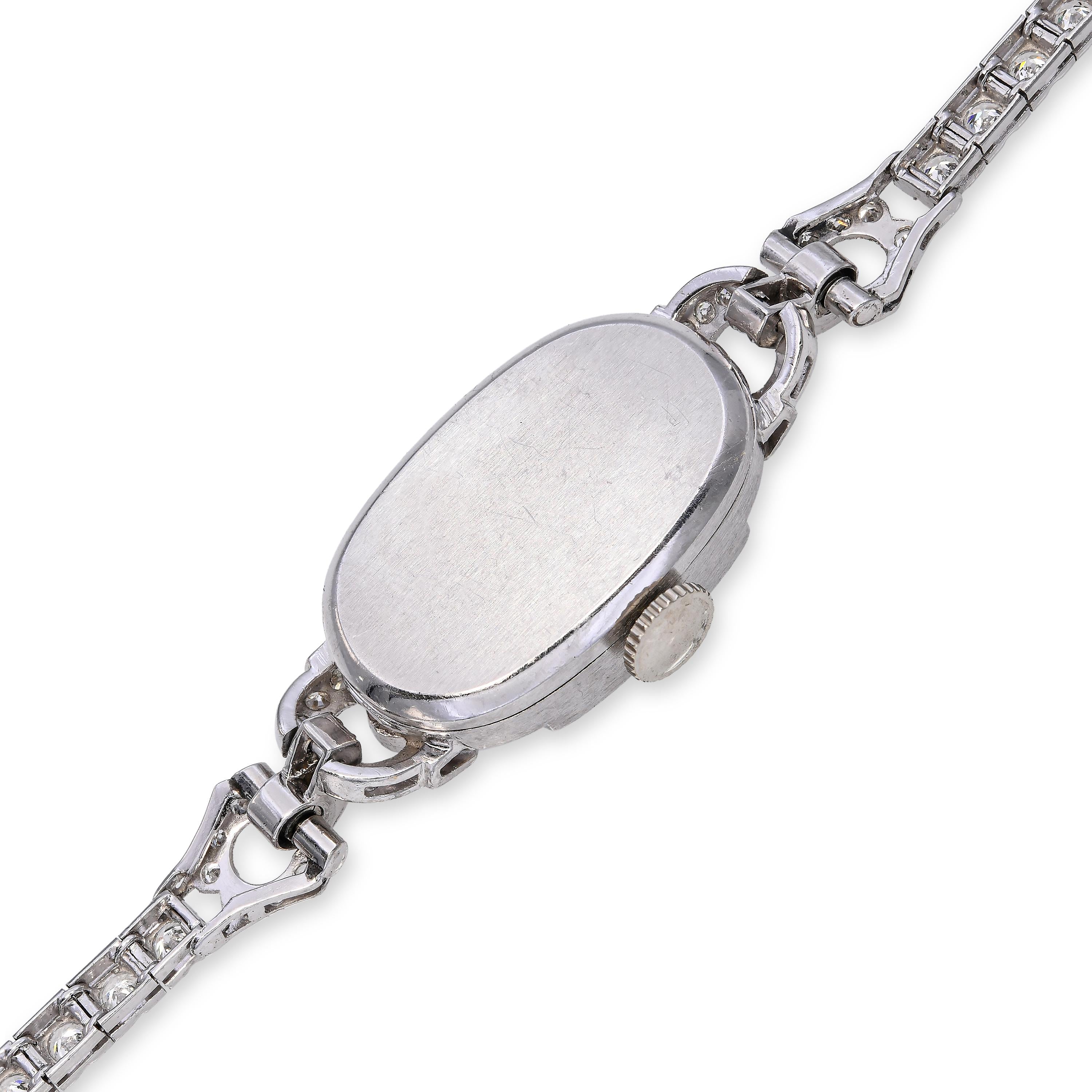 Art Deco Platinum Elgin 2.7tcw H Si1 Diamond Pave Ladies Dress Watch