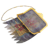 Antique Art Deco Painted Floral Bouquet Mesh Evening Bag