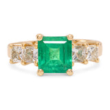 Vintage 14k Yellow Gold Emerald and Diamond Ring