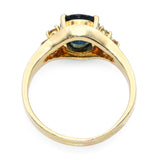 Vintage 14k Yellow Gold 1.56ct Teal Sapphire and Diamond Ring