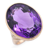 Antique Rose Gold 17ct Amethyst Floral Engraving Ring