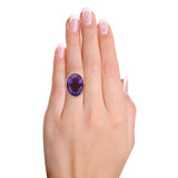 Antique Rose Gold 17ct Amethyst Floral Engraving Ring