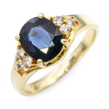Vintage 14k Yellow Gold 1.56ct Teal Sapphire and Diamond Ring