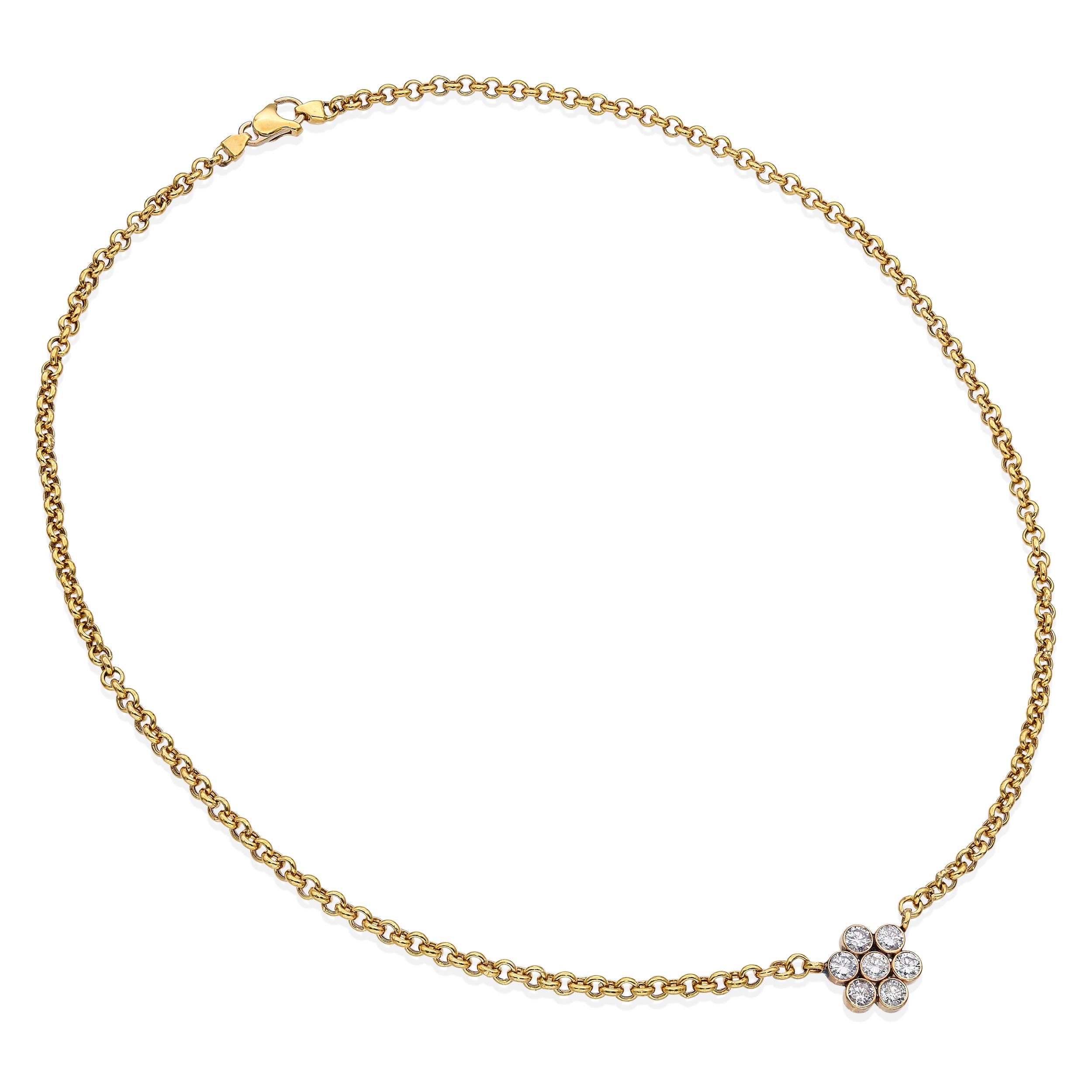 Vintage 18k Yellow Gold 1.20tcw Diamond Necklace