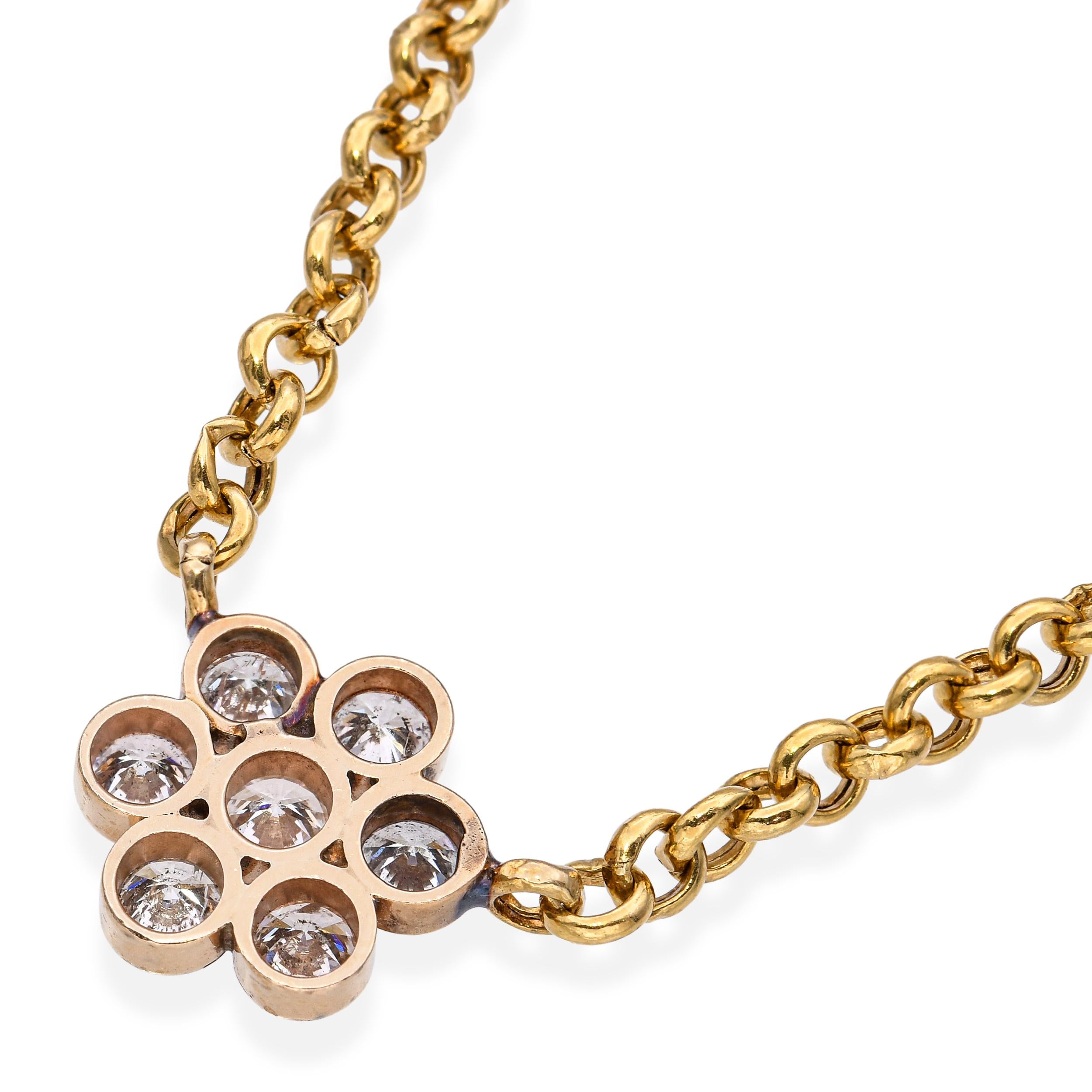 Vintage 18k Yellow Gold 1.20tcw Diamond Necklace