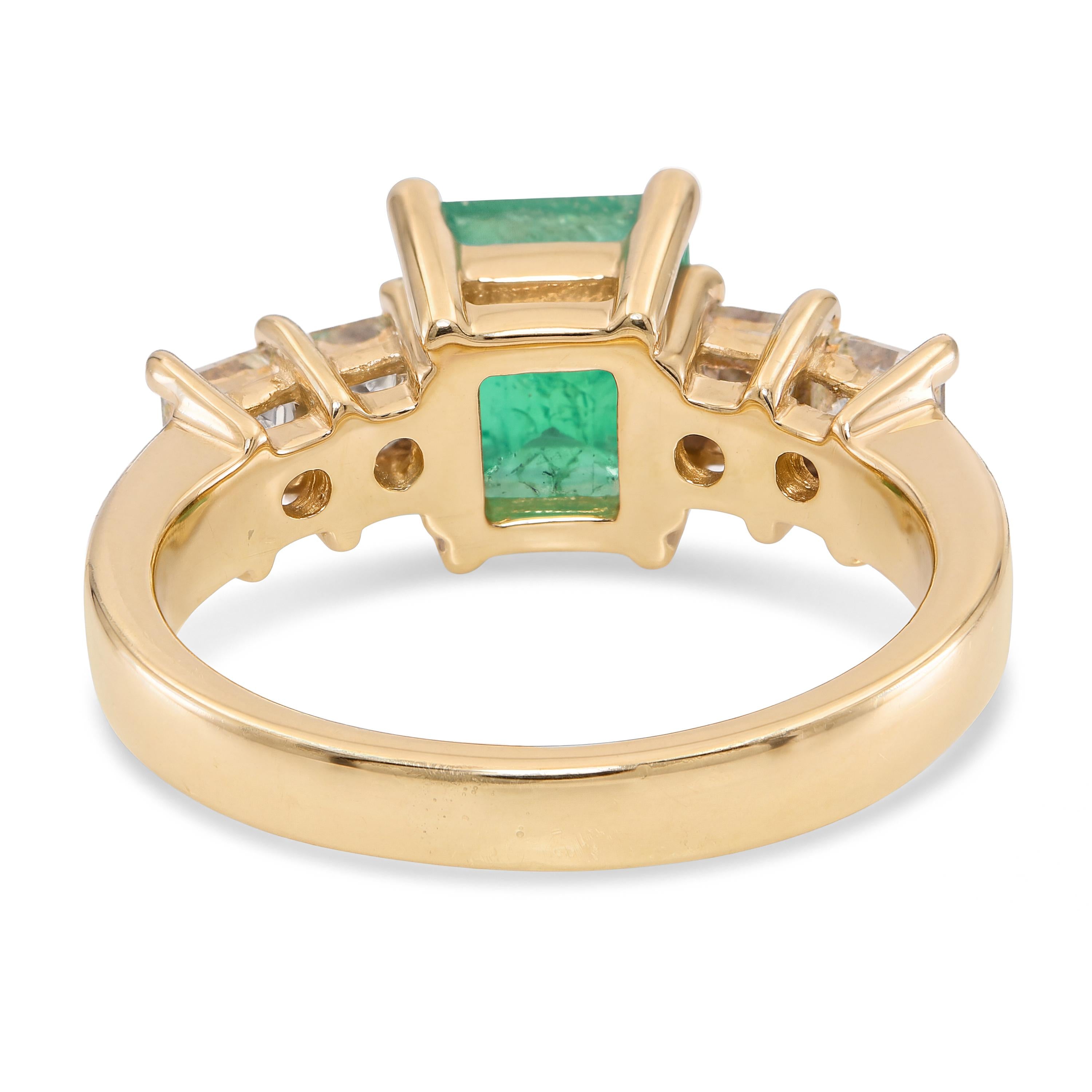 Vintage 14k Yellow Gold Emerald and Diamond Ring