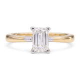 14k Yellow Gold GIA 0.90ct F IF Emerald Cut Diamond Engagement Ring