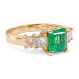 Vintage 14k Yellow Gold Emerald and Diamond Ring