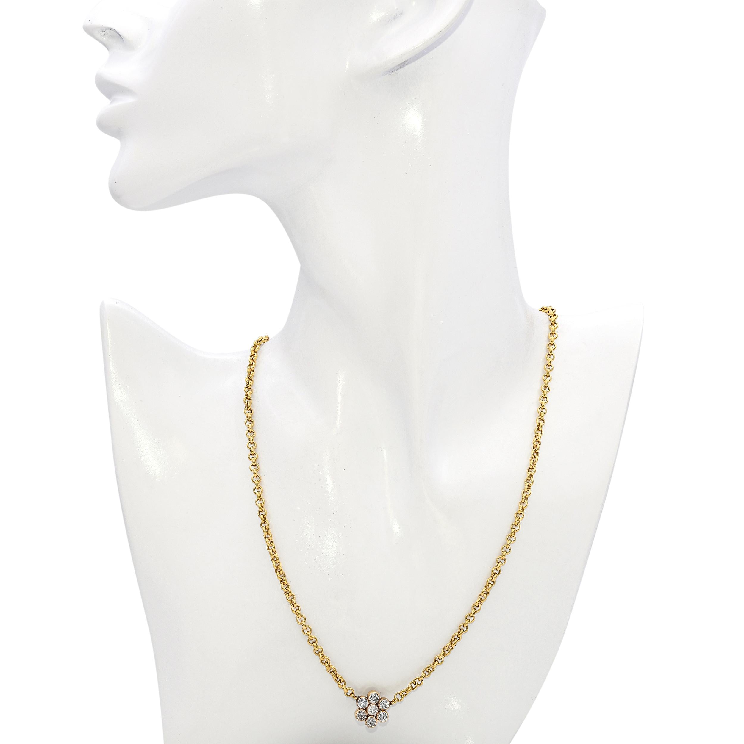 Vintage 18k Yellow Gold 1.20tcw Diamond Necklace