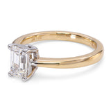 14k Yellow Gold GIA 0.90ct F IF Emerald Cut Diamond Engagement Ring
