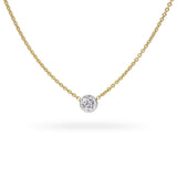 18k Gold 0.90ct H VS Diamond Bezel Set Solitaire Necklace